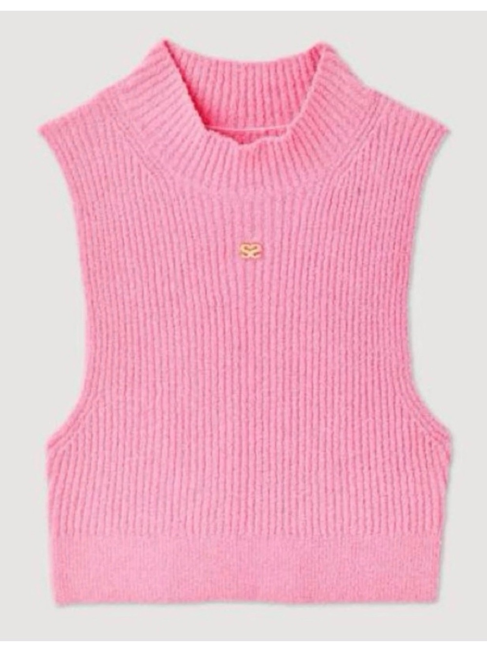 Sandro Pink Ribbed Sleeveless Top 1